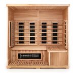 Moderne Infrarotkabine in einem stilvollen Wohnraum für optimale Entspannung.