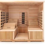 Moderne Infrarotkabine in einem stilvollen Wohnraum für optimale Entspannung.