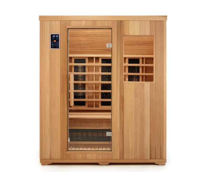 Moderne Infrarotkabine in einem stilvollen Wohnraum für optimale Entspannung.