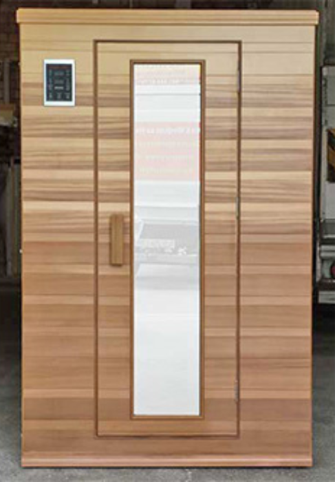 Moderne Infrarotkabine in einem stilvollen Wohnraum für optimale Entspannung.